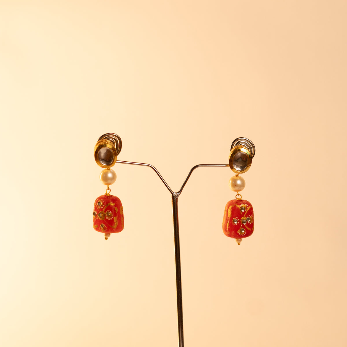 PRIYASHA RAW AND RUSTIC FINISH KUNDAN HAND PAINTED AND HANDMADE STONE MALA ML22