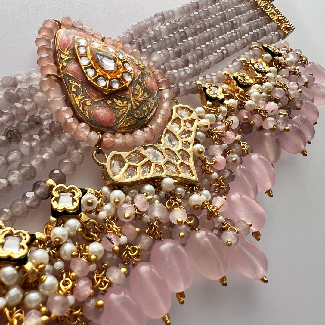 NIKILA ONEX BEADS LAC AND KUNDAN BIJOUX PREMIUM AND EXCLUSIVE HANDMADE CHOKER WITH EARRINGS CH396