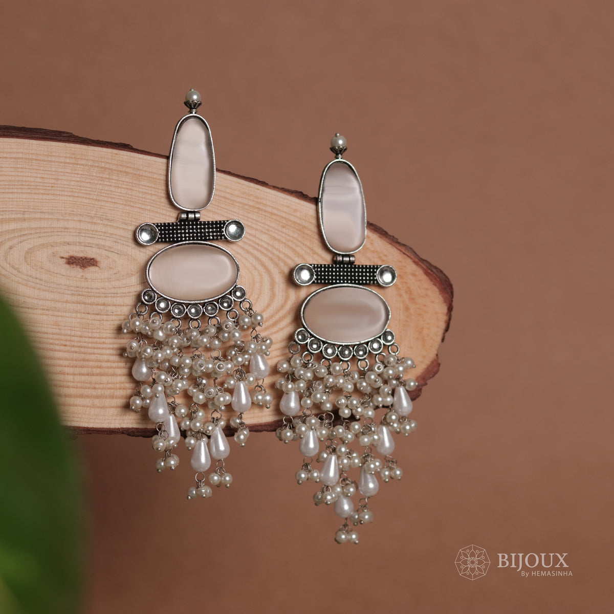 OVAL MYSTIC MONALISA STONE  SEMI-HANDMADE  EARRINGS  ER47