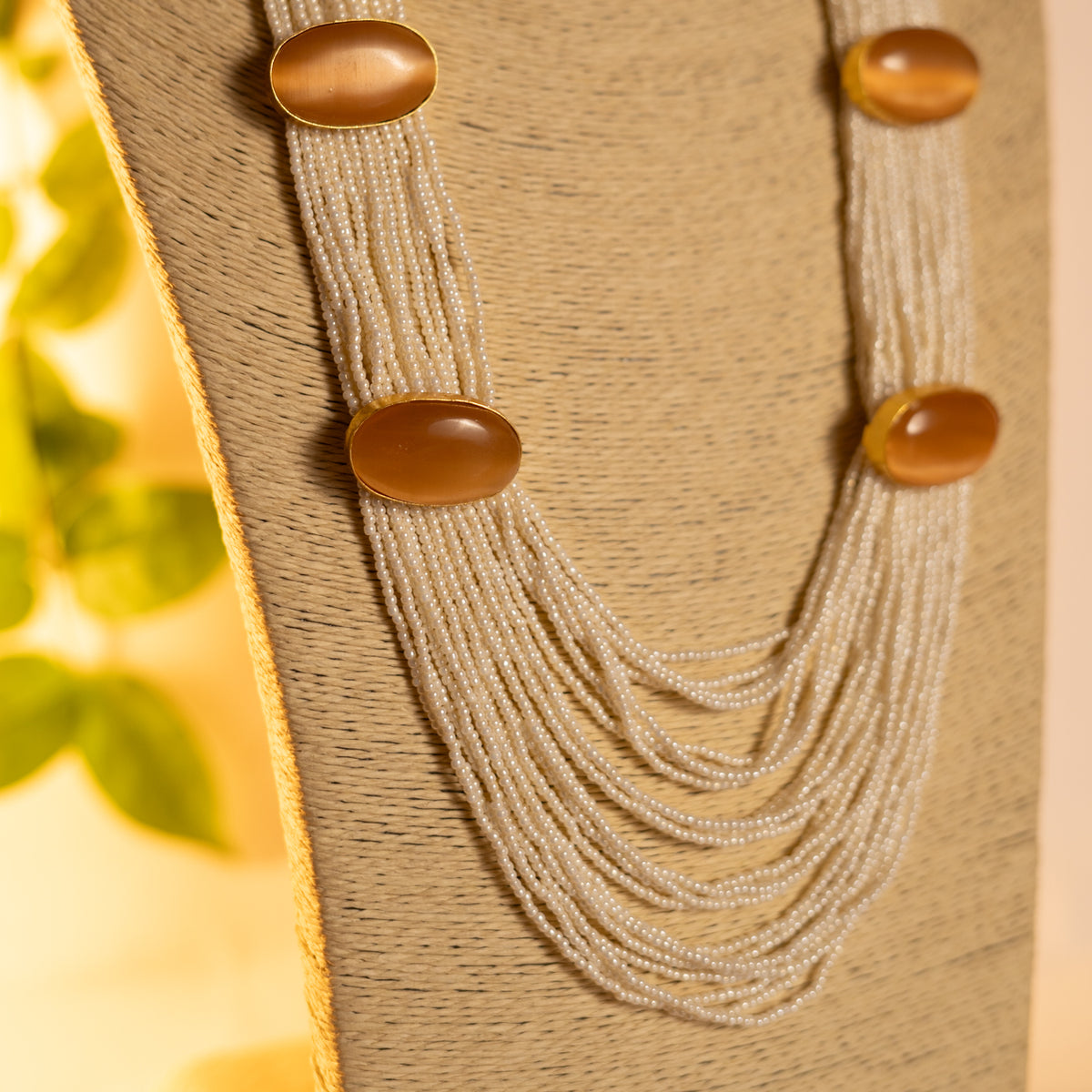 THISHI PEARL MONALISASTONE HANDMADE MALA WITH EARRING ML78