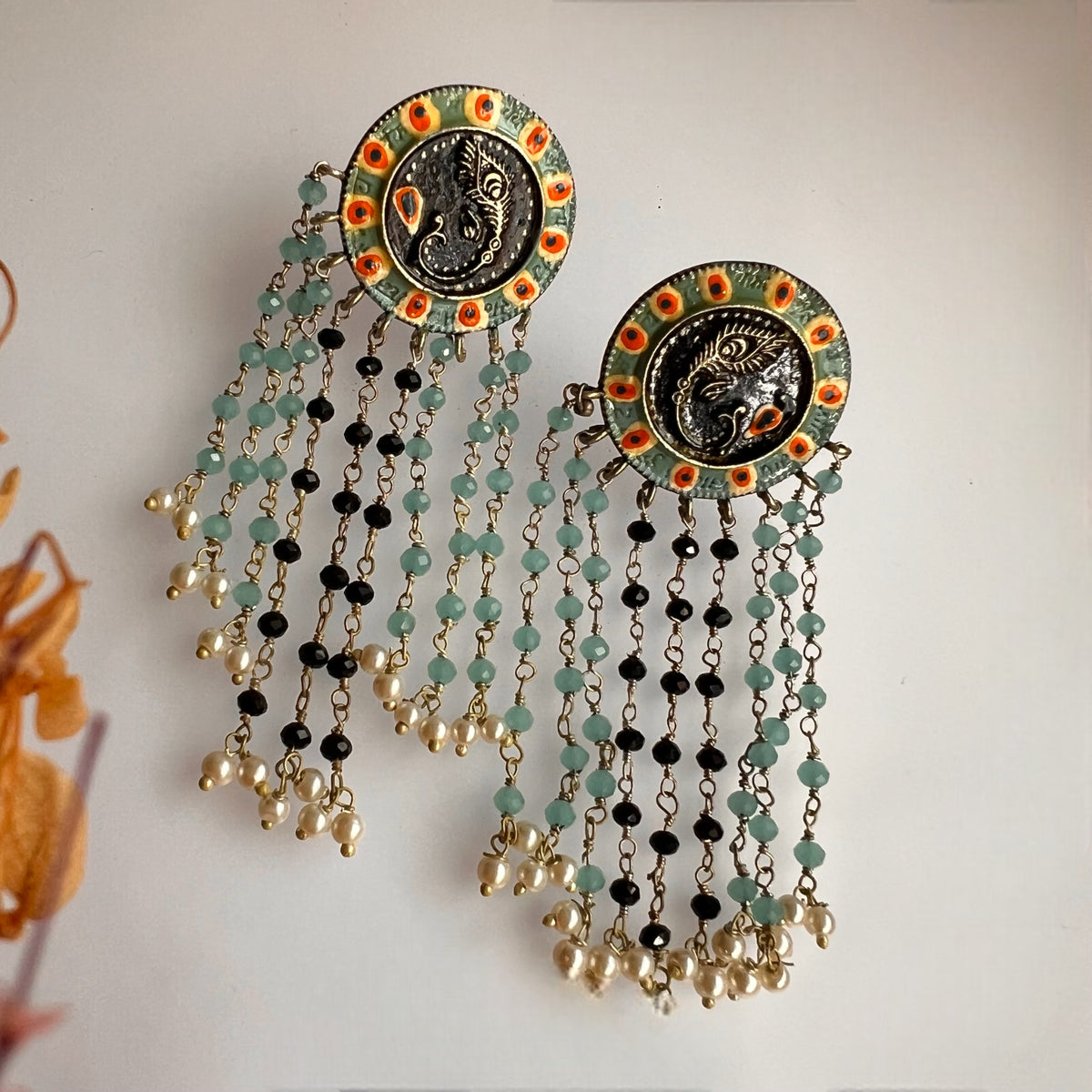 RAHENA RAW AND RUSTIC VINTAGE HAND PAINTED EARRINGS ER610