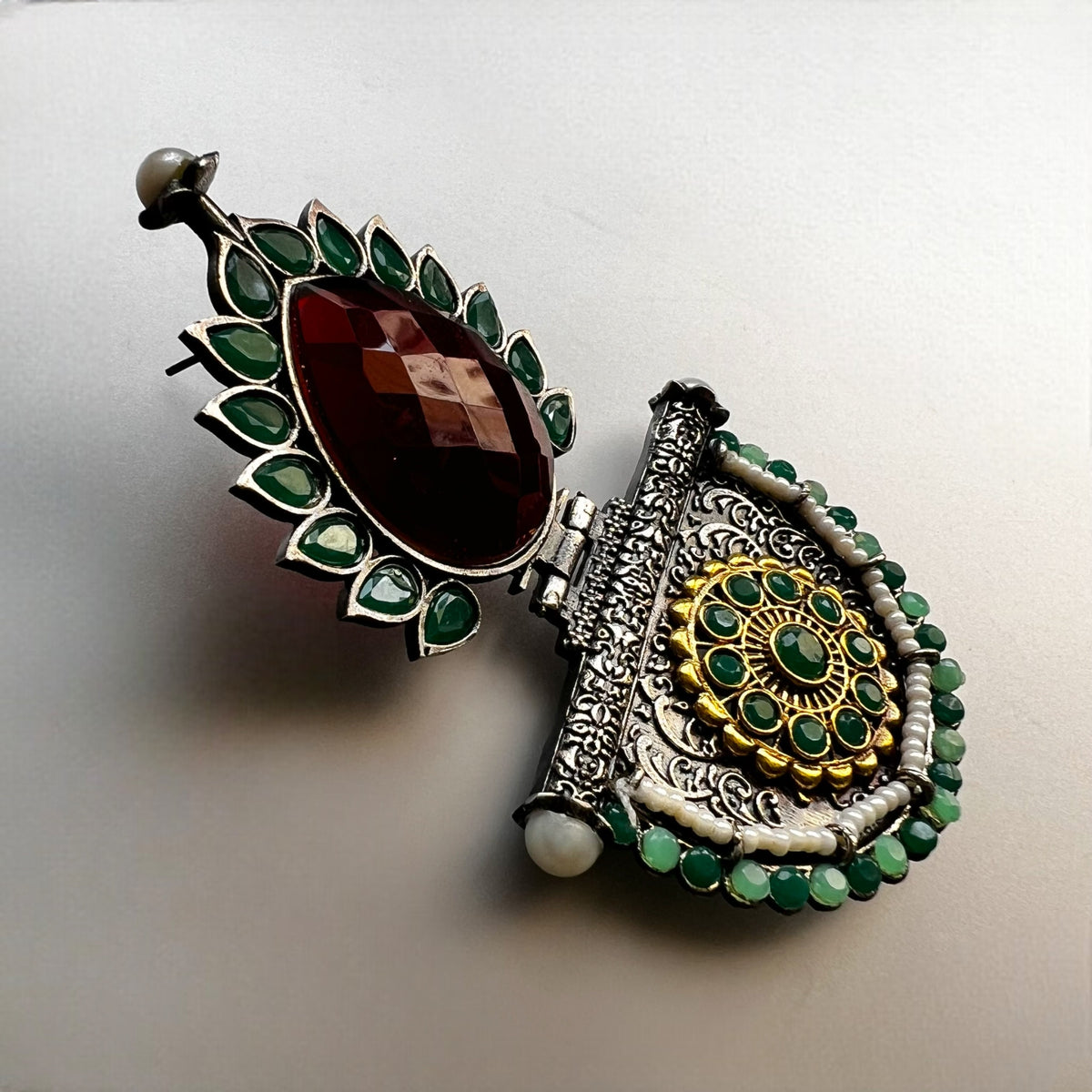 REETA SILVER LOOK ALIKE SEMI-HANDMADE EARRINGS ER217