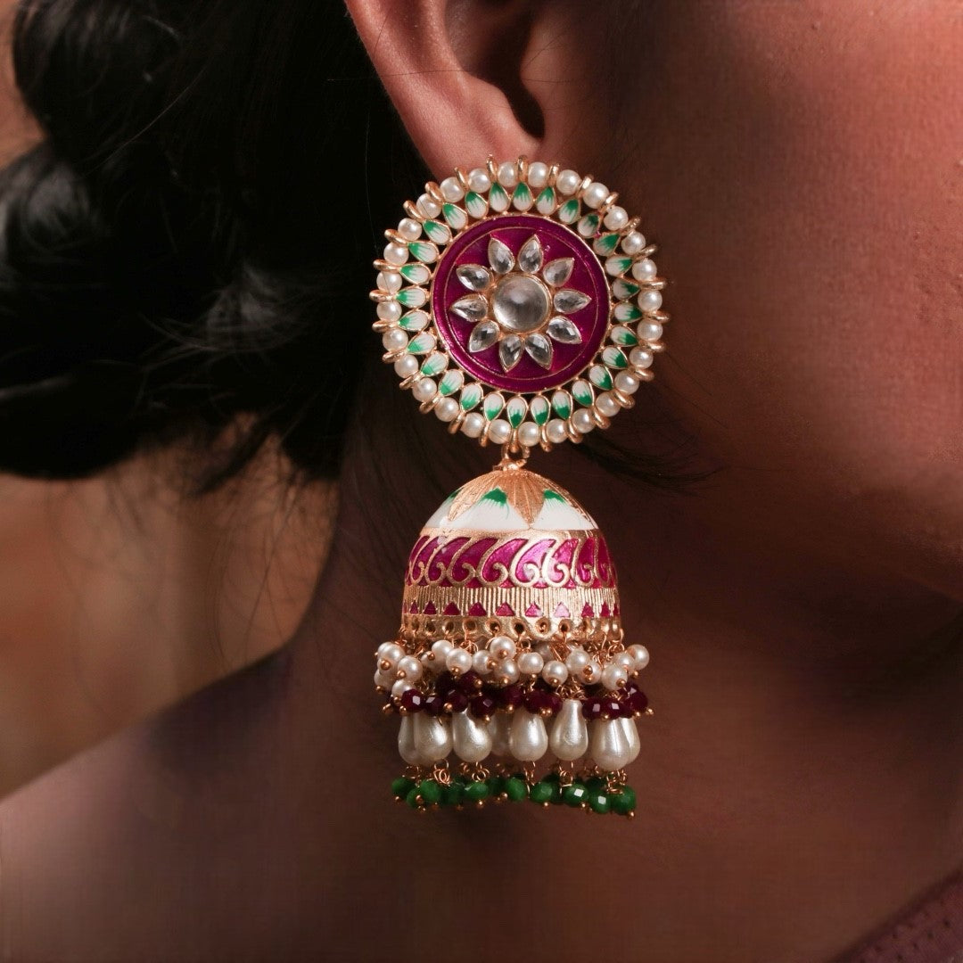 SUNNY SERENITY ETHNIC MEENAKARI SEMI HANDMADE JHUMKAS ER68