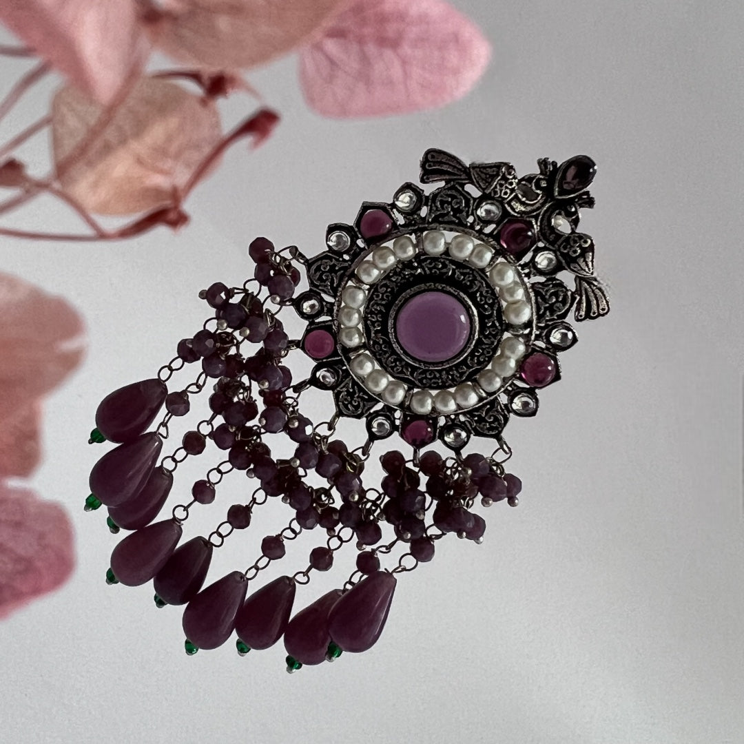 GLAMOUROUS TASSELS SEMI HANDMADE OXIDIZED EARRING ER121