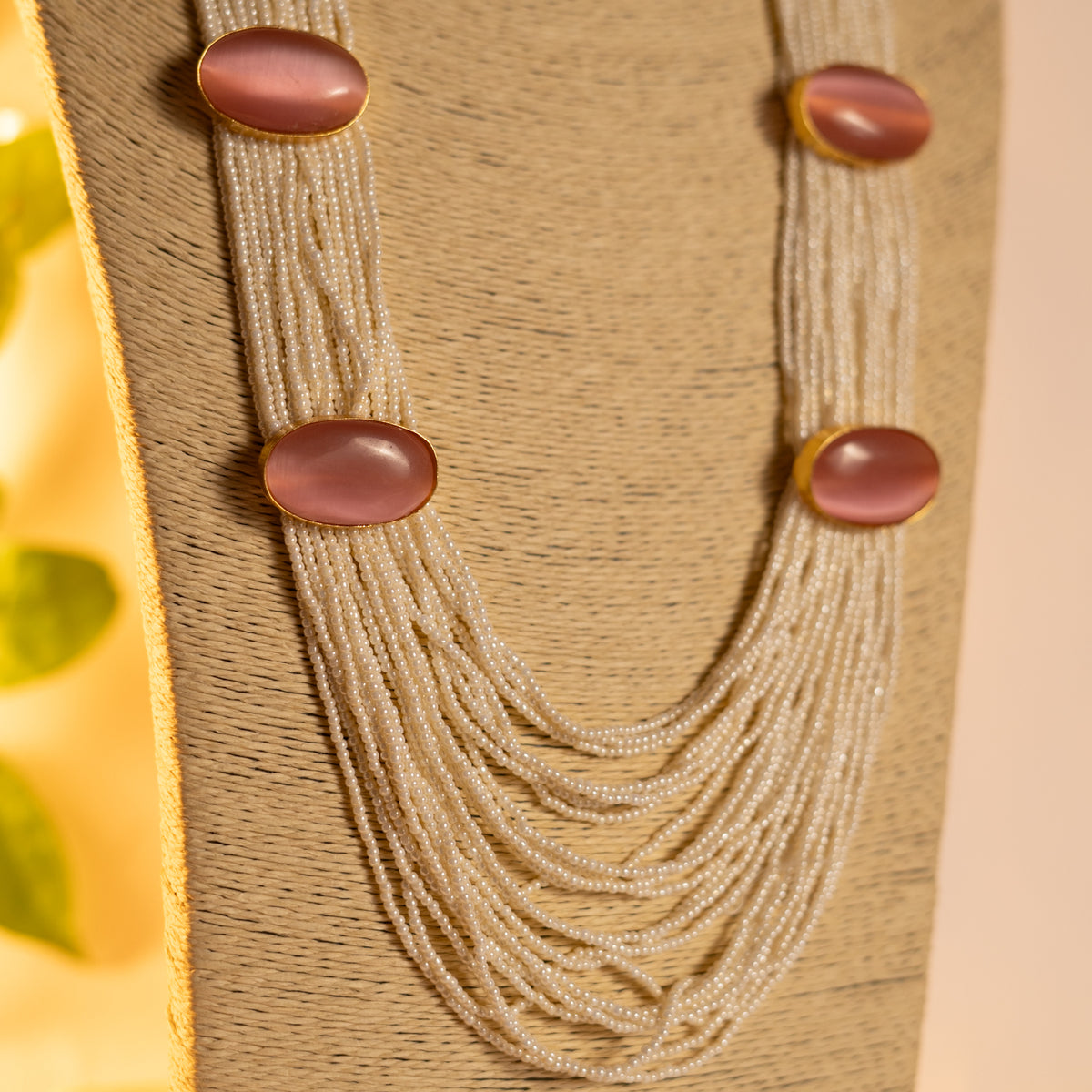 THISHI PEARL MONALISASTONE HANDMADE MALA WITH EARRING ML78