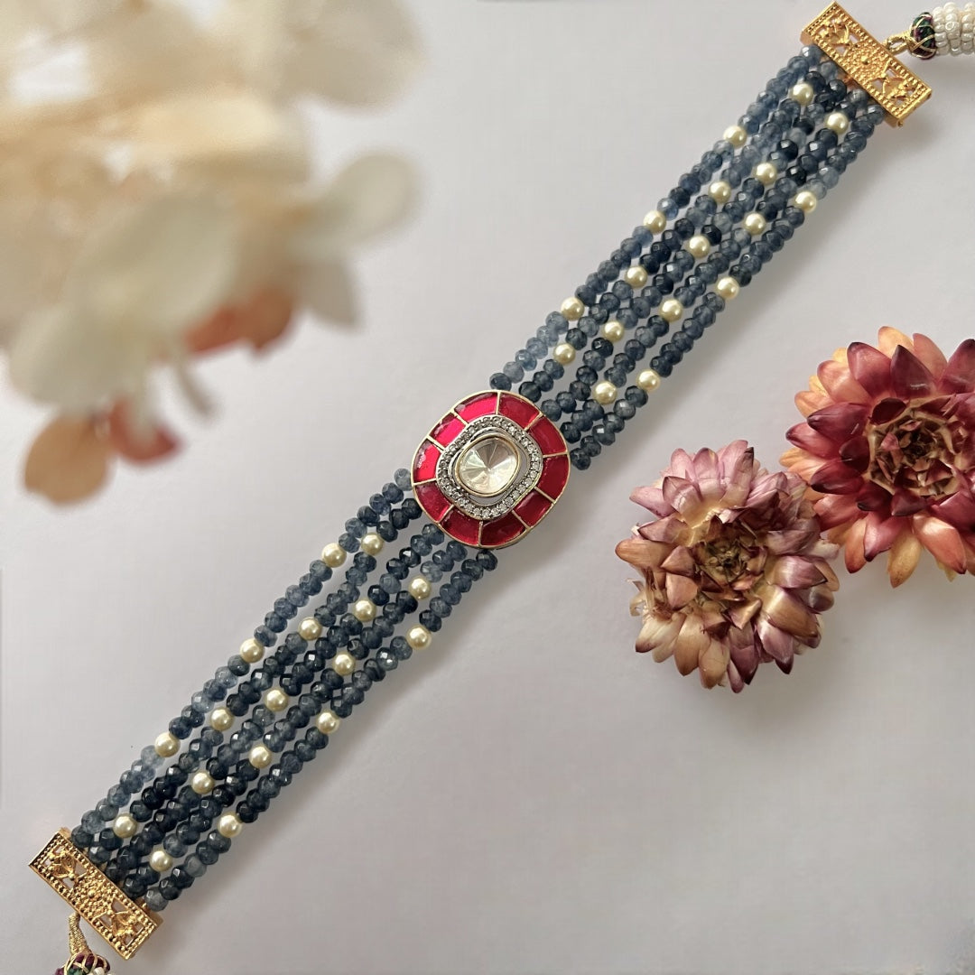 MARIA ONEX BEADS LAC AND POLKI BIJOUX PREMIUM AND EXCLUSIVE HANDMADE CHOKER CH400