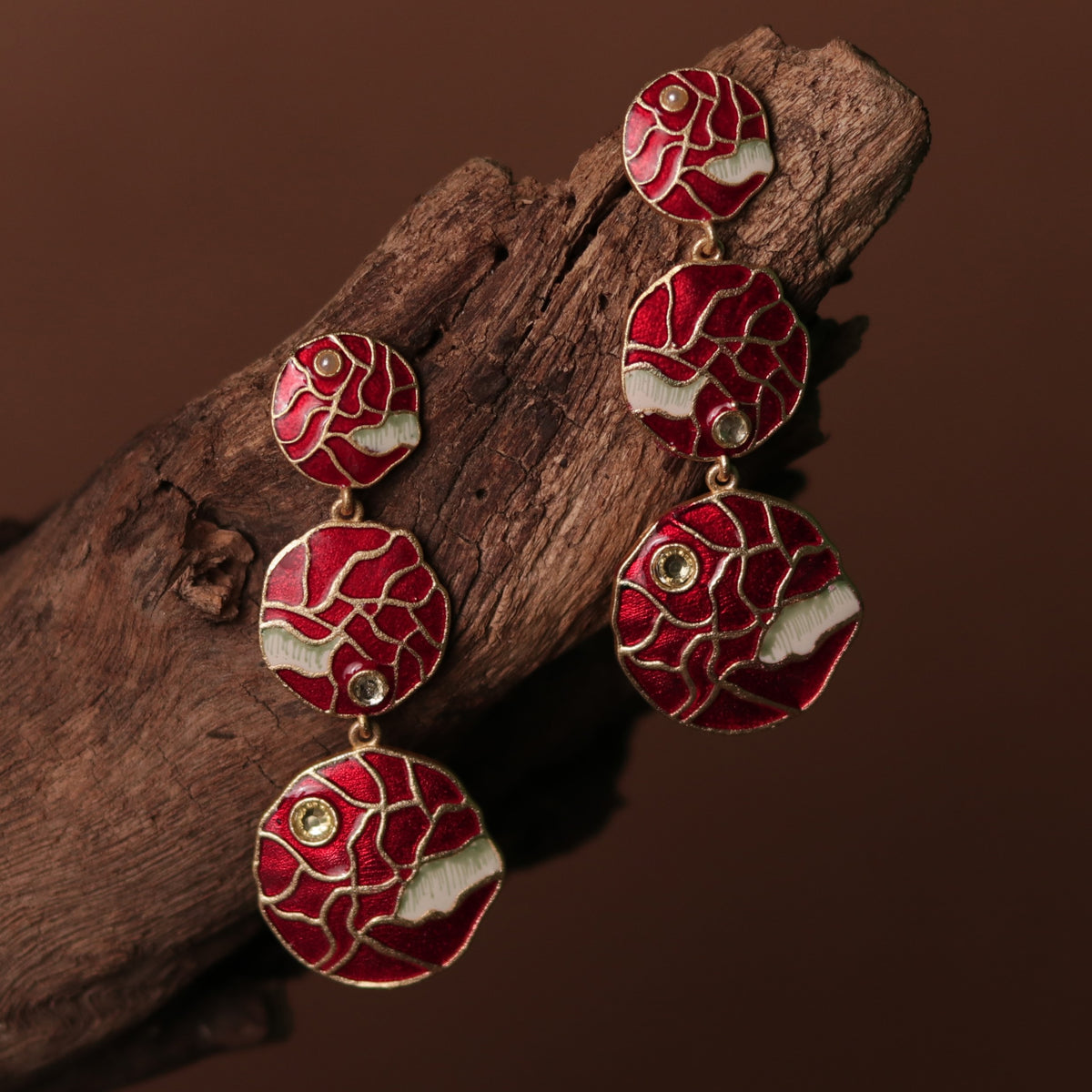 VIBRANT LAYERED MEENAKARI HANDMADE AND HAND HAMMERED EARRINGS ER75