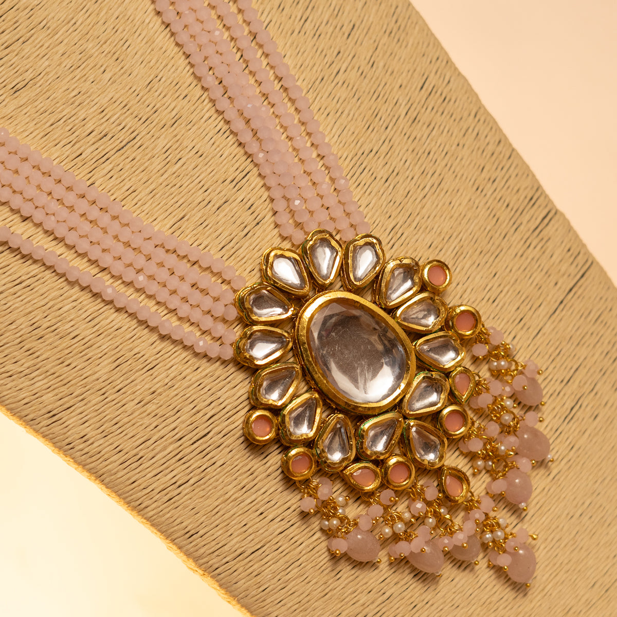 DISHIRA CRYSTAL HANDMADE  MALA WITH EARRING ML10