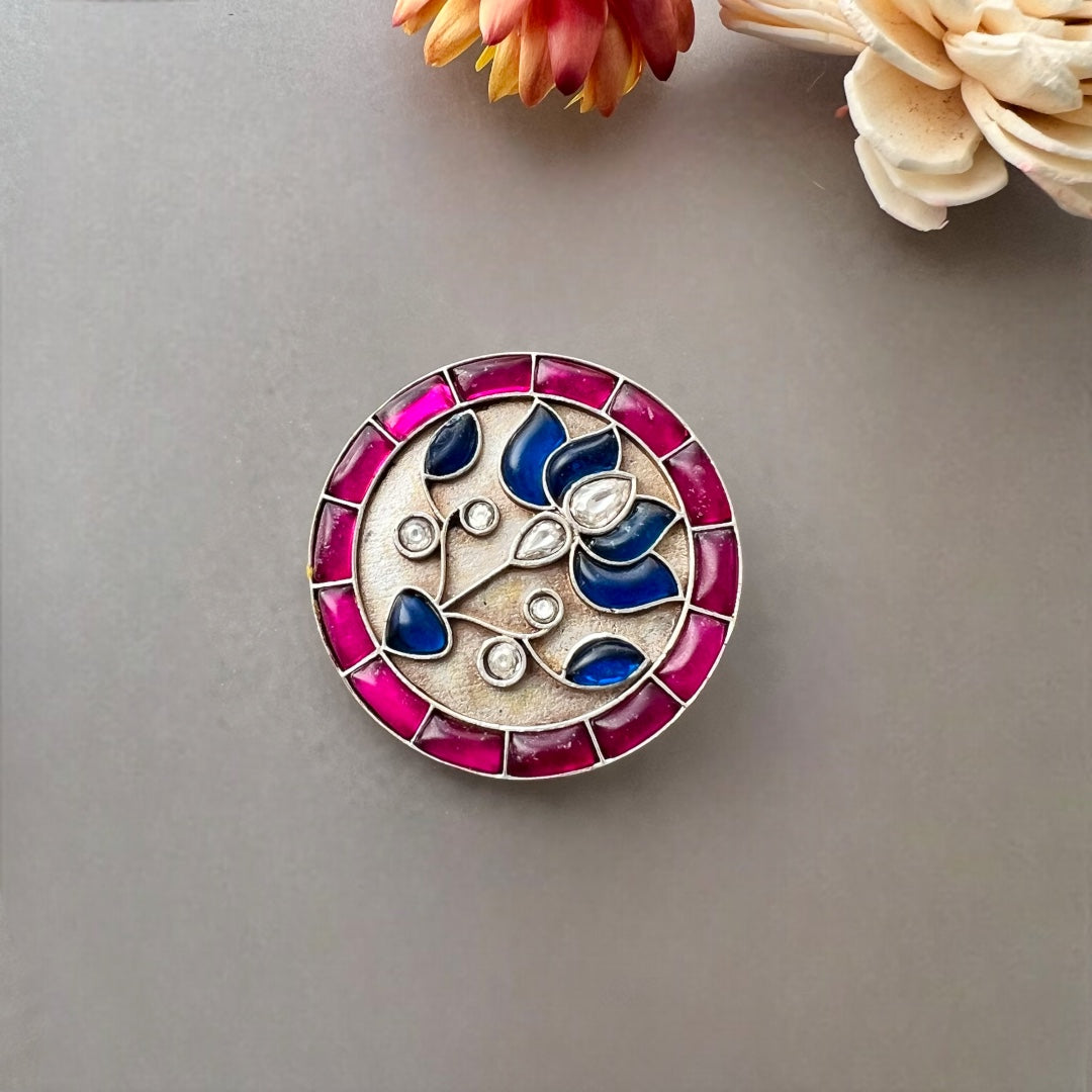 SWEET CIRCLETS  SILVER LOOK ALIKE SEMI HANDMADE STUDS ER522