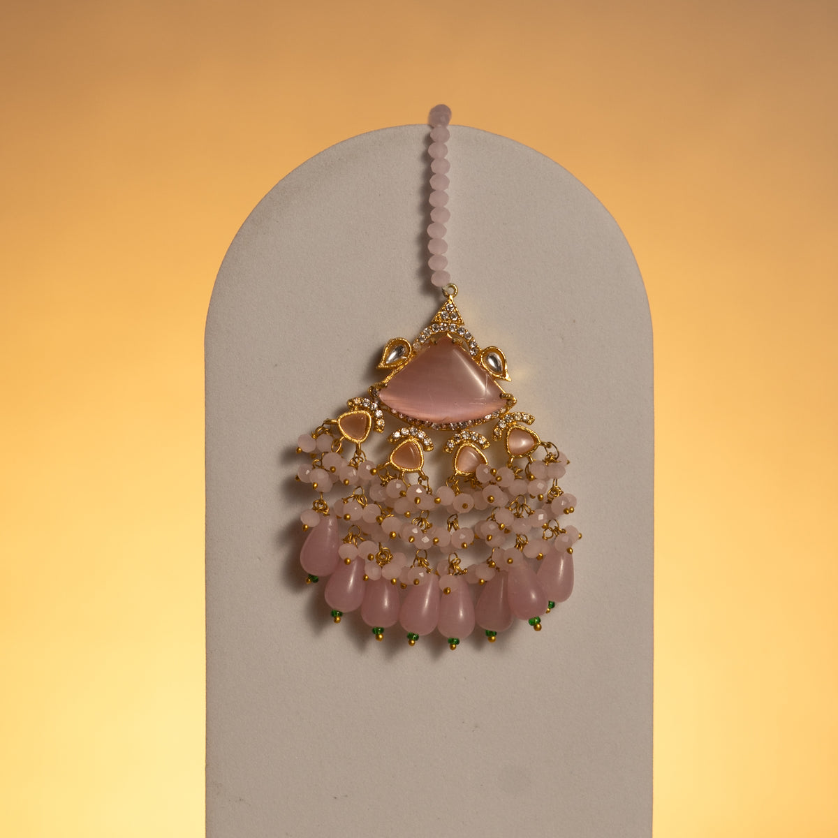 VIVAHA SEMI HANDMADE GOLD TONED MONALISA NECKLACE SET WITH TIKKA NL58