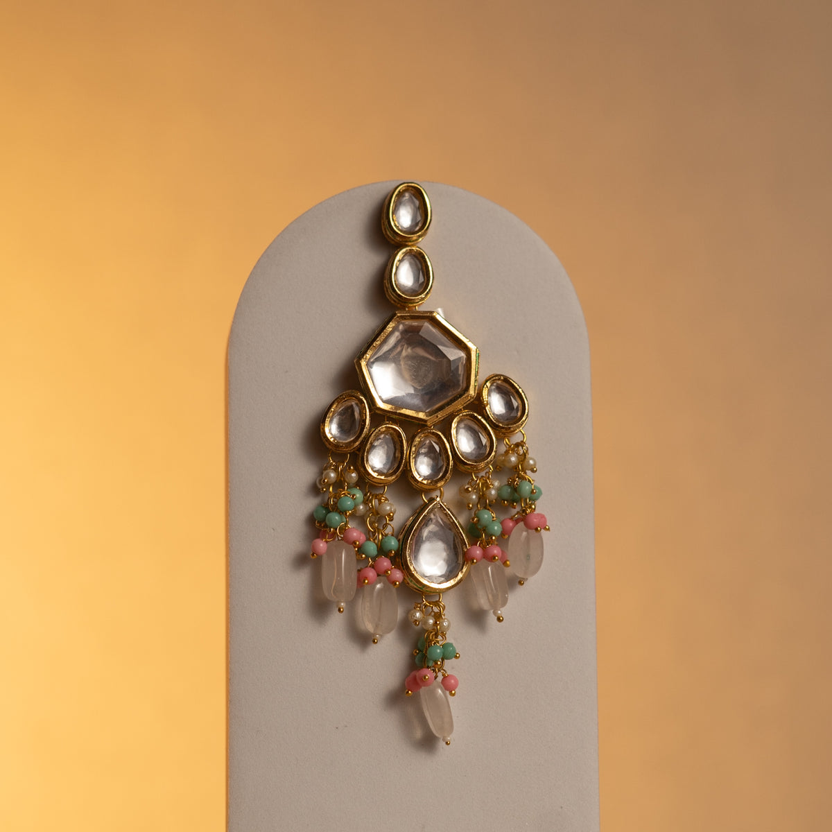 SHINA KUNDAN BRIDAL BEADED HANDMADE ANTIQUE NECKPIECE NECKLACE NL64