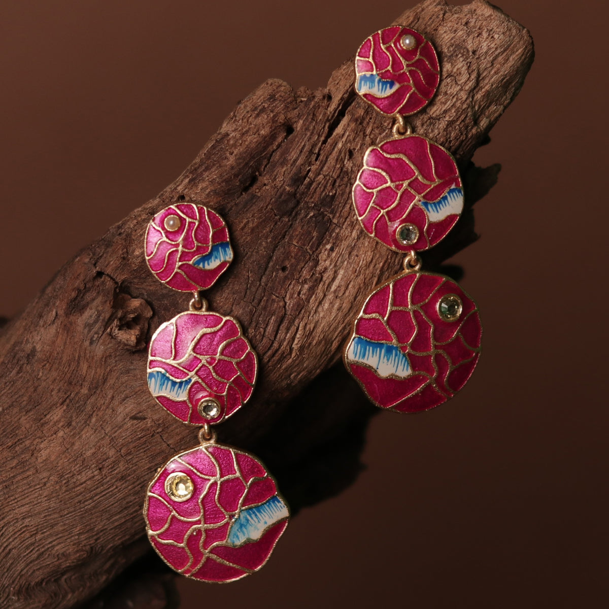 VIBRANT LAYERED MEENAKARI HANDMADE AND HAND HAMMERED EARRINGS ER75