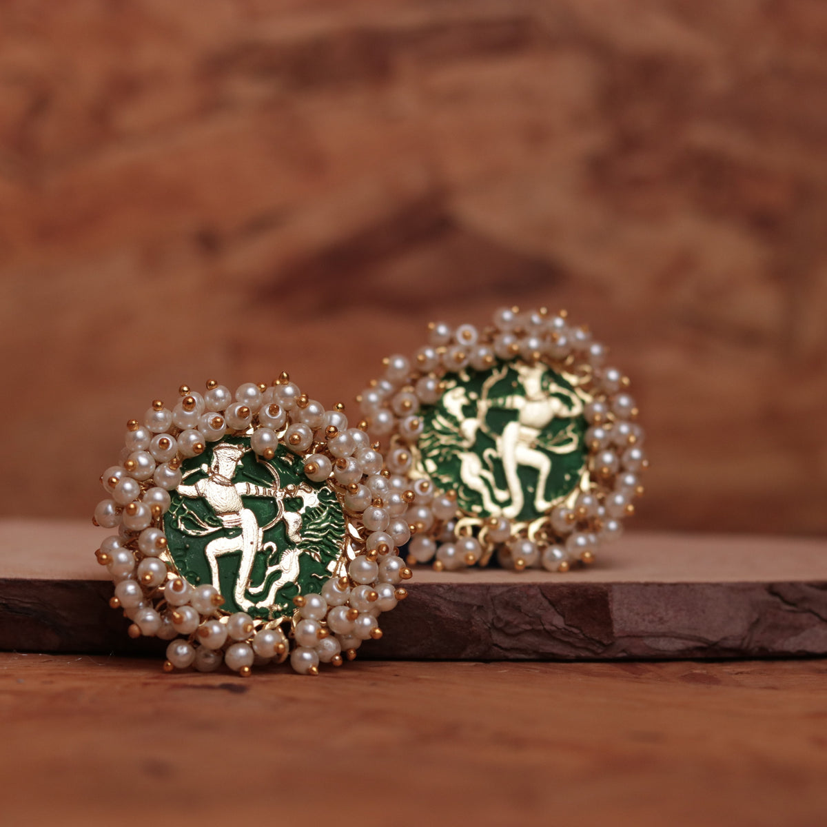CHIC MEENAKARI AFRO STUDS WITH PEARL WORK ER46