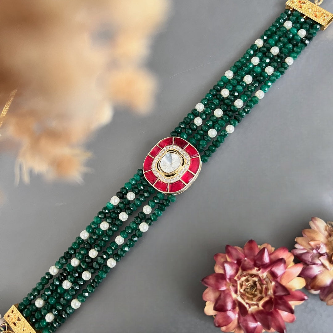 MARIA ONEX BEADS LAC AND POLKI BIJOUX PREMIUM AND EXCLUSIVE HANDMADE CHOKER CH400