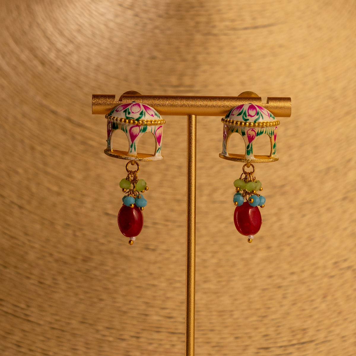 NIKARA HAND PAINTED AND HANDMADE RUSTIC LOOK NECKPIECE NECKLACE NL70