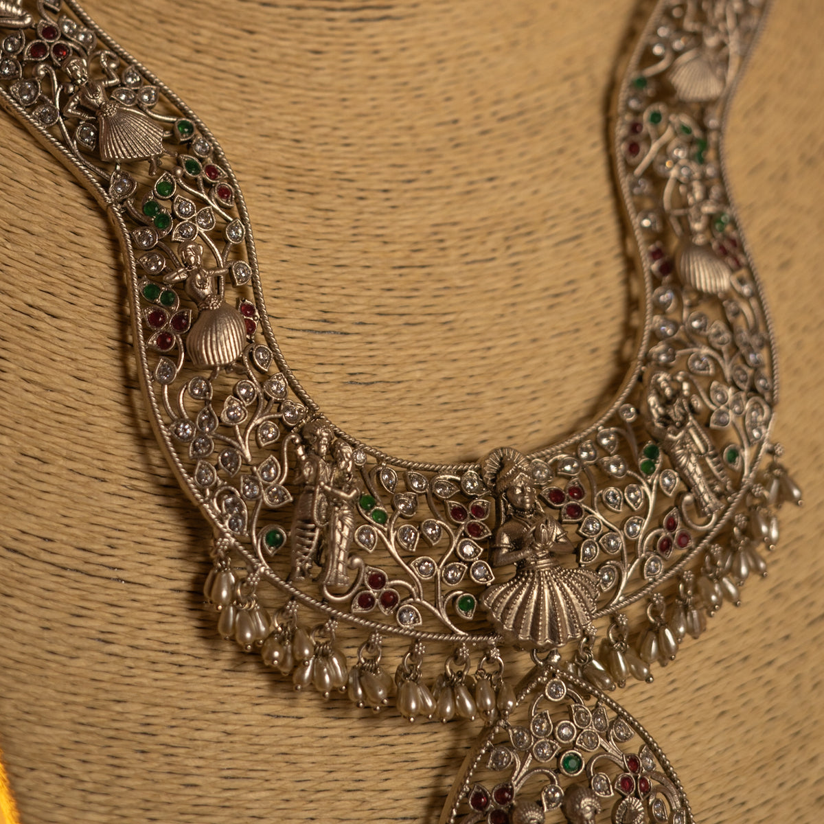 SITA RAMA LAKS BIJOUX EXCLUSIVE SILVER FINISH OXIDIZED MALA ML67