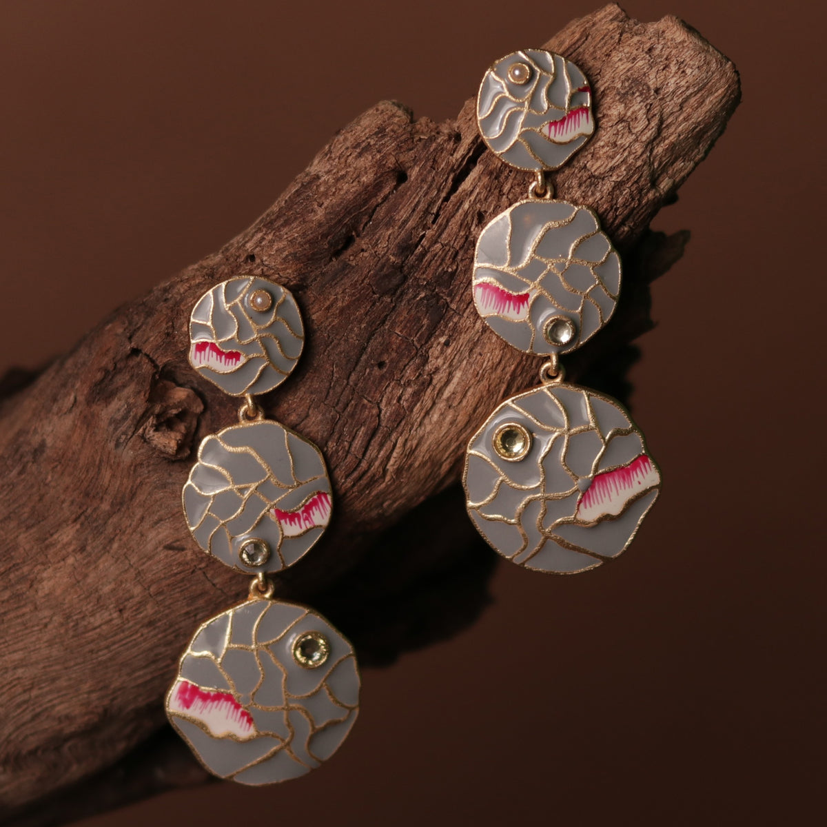 VIBRANT LAYERED MEENAKARI HANDMADE AND HAND HAMMERED EARRINGS ER75