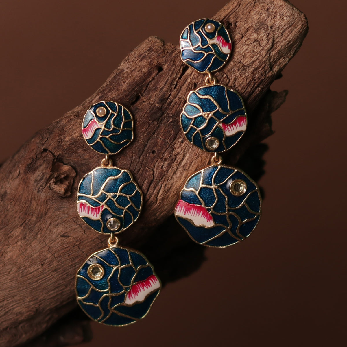 VIBRANT LAYERED MEENAKARI HANDMADE AND HAND HAMMERED EARRINGS ER75