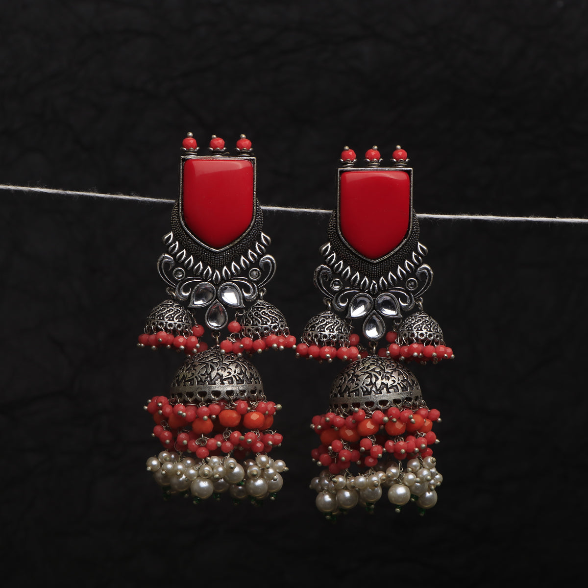 VICTORY CHIC SEMI HANDMADE JHUMKAS OXIDIZED  ER135