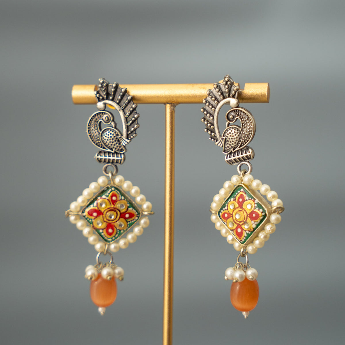 FANG BIJOUX PREMIUM AND EXCLUSIVE FAUX SILVER SEMI HANDMADE CHOKER WITH EARRINGS CH409