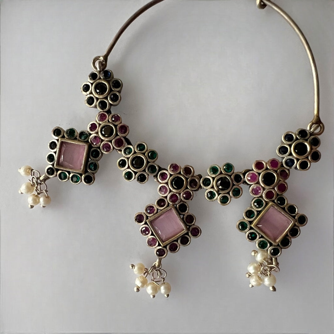 RADIANT ROUNDS SILVER LOOK ALIKE HANDMADE LOOP EARRING ER210