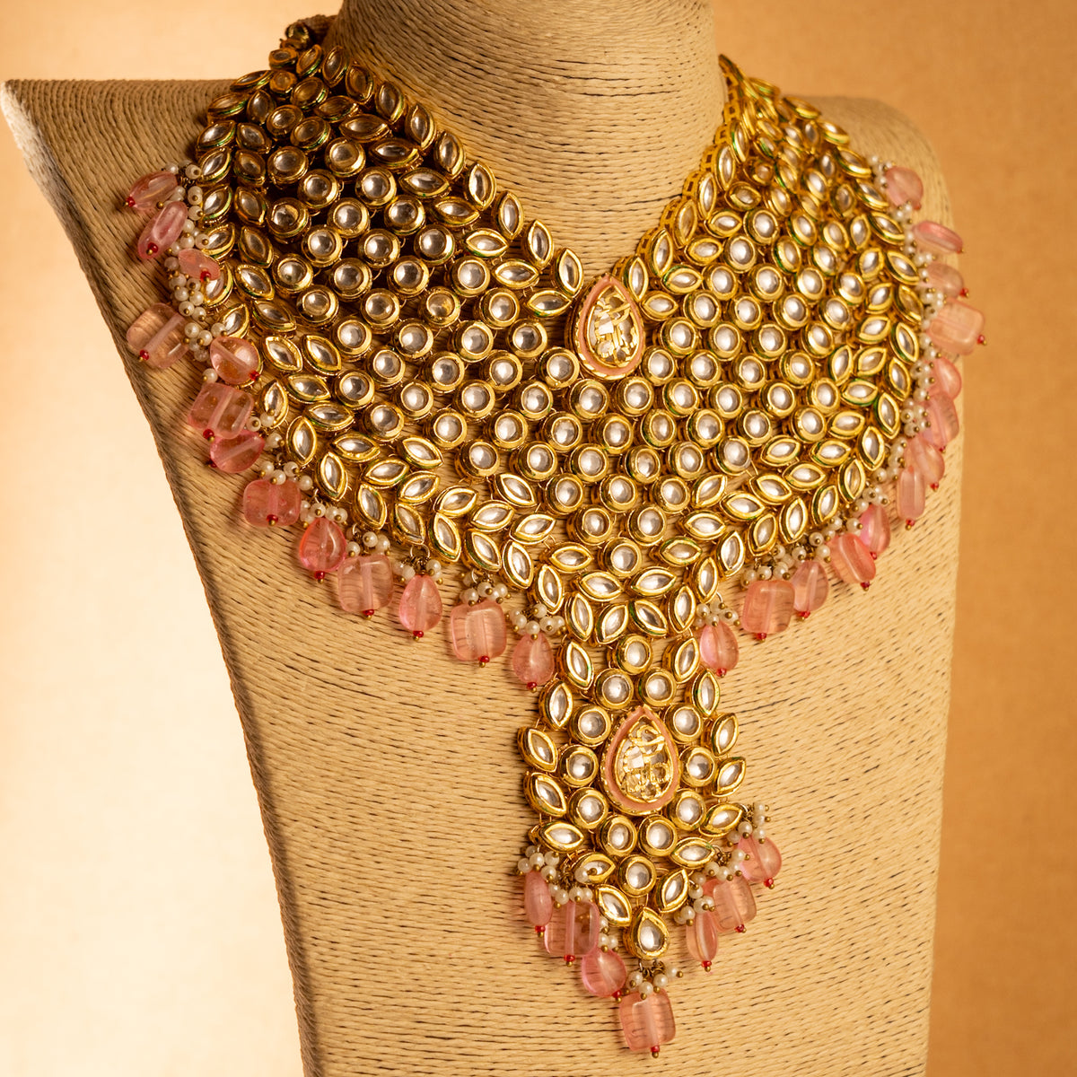 VIRAHI KUNDAN BRIDAL BEADED HANDMADE ANTIQUE NECKPIECE NECKLACE NL65