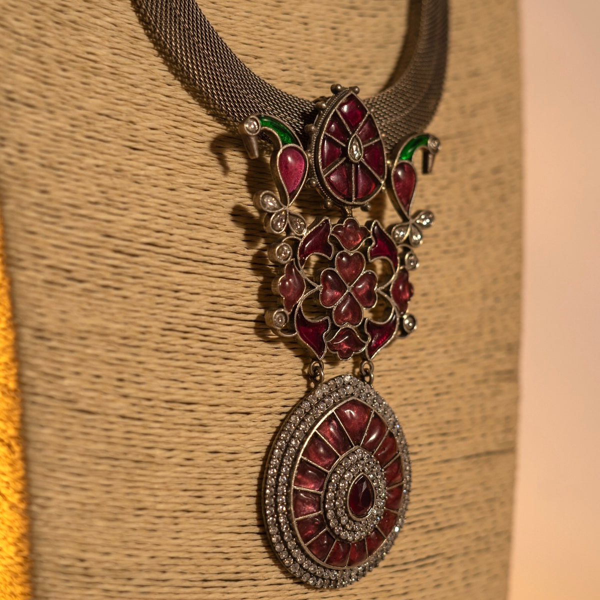 IRIS HANDMADE RAW AND RUSTIC SILVER LOOK ALIKE ANTIQUE MALA WITH EARRINGS ML180