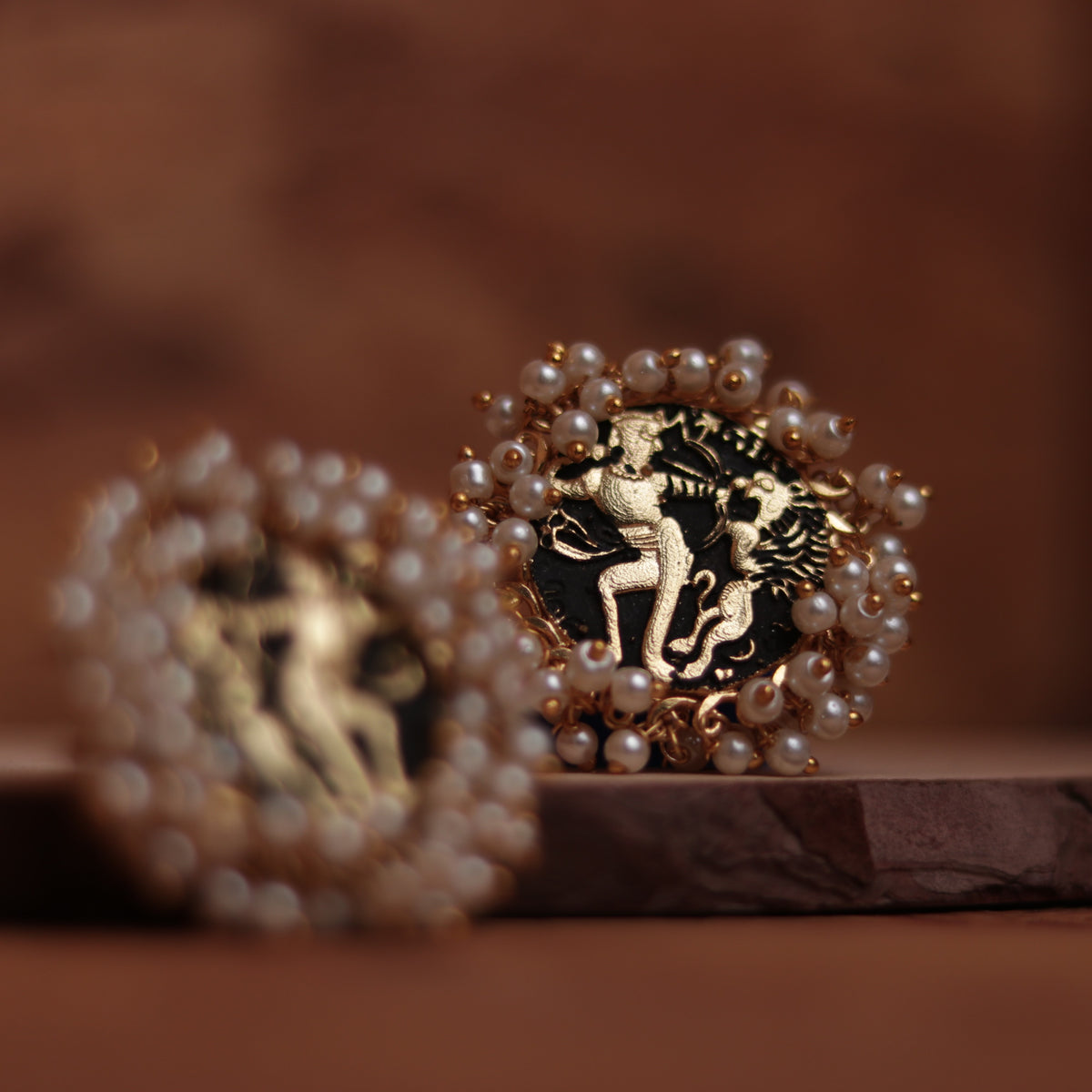 CHIC MEENAKARI AFRO STUDS WITH PEARL WORK ER46