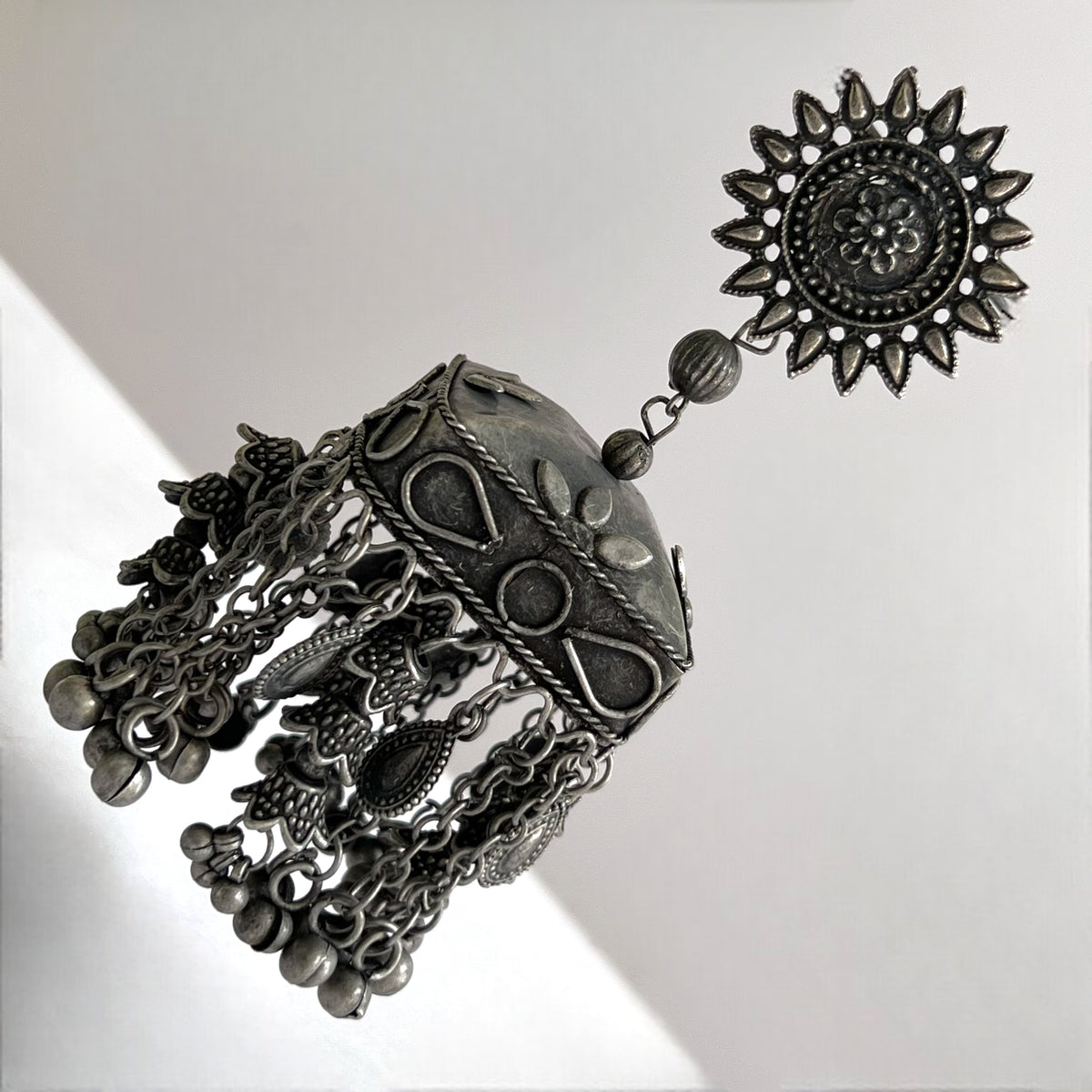 INIYA AFGHANI RAW AND RUSTIC AND VINTAGE JUMBO JHUMKAS AF28