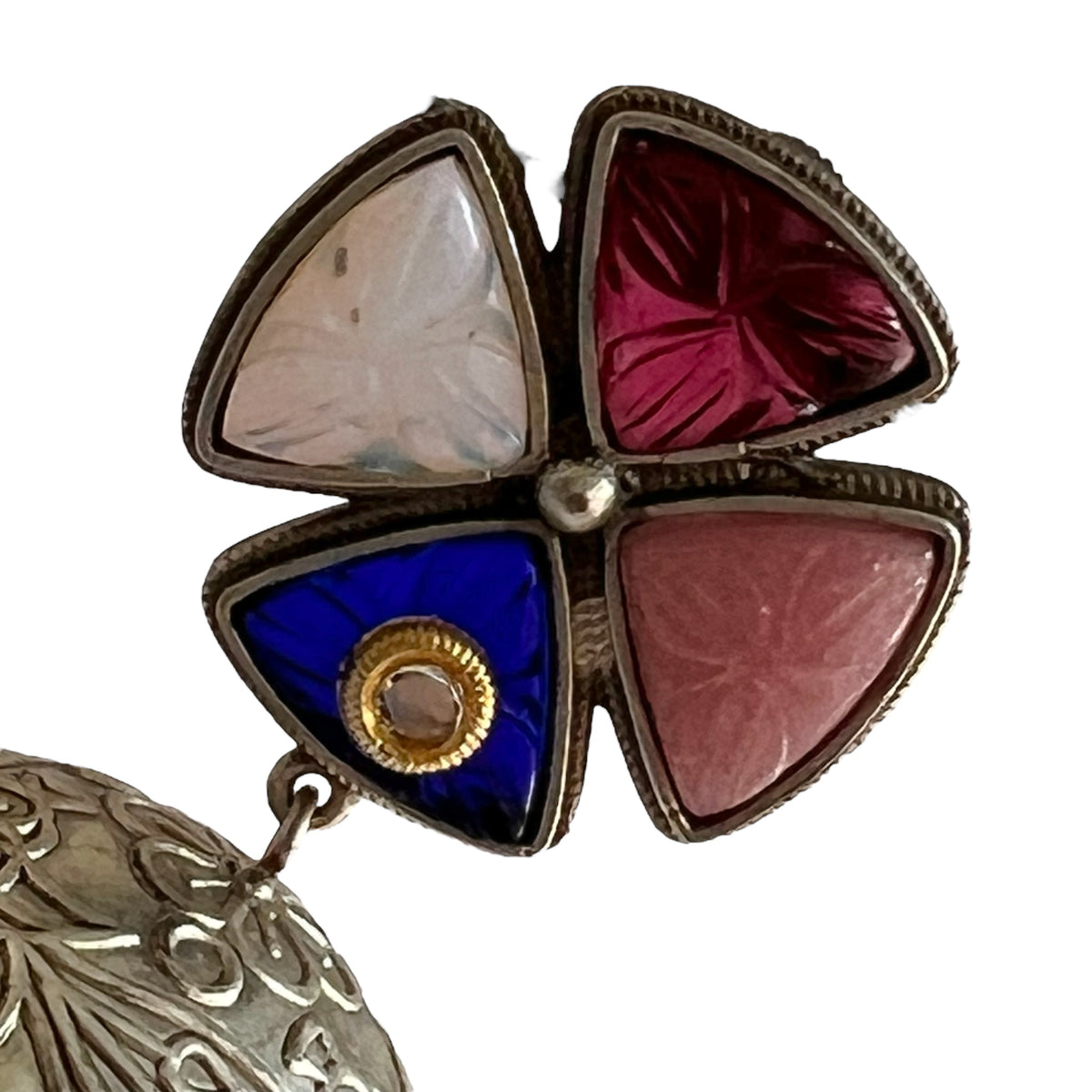 MASANI SILVER LOOK ALIKE DUAL-TONED SILVER POLISH HANDMADE JHUMKA ER573