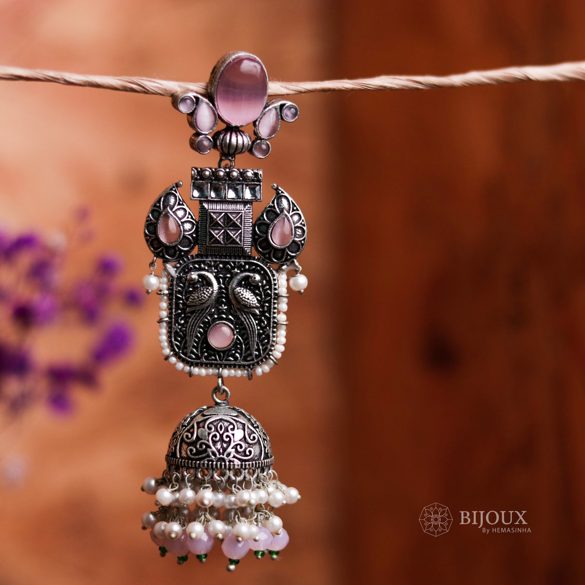 ANTIQUE ELEGANCE OXIDIZED SEMI HANDMADE JHUMKAS ER58