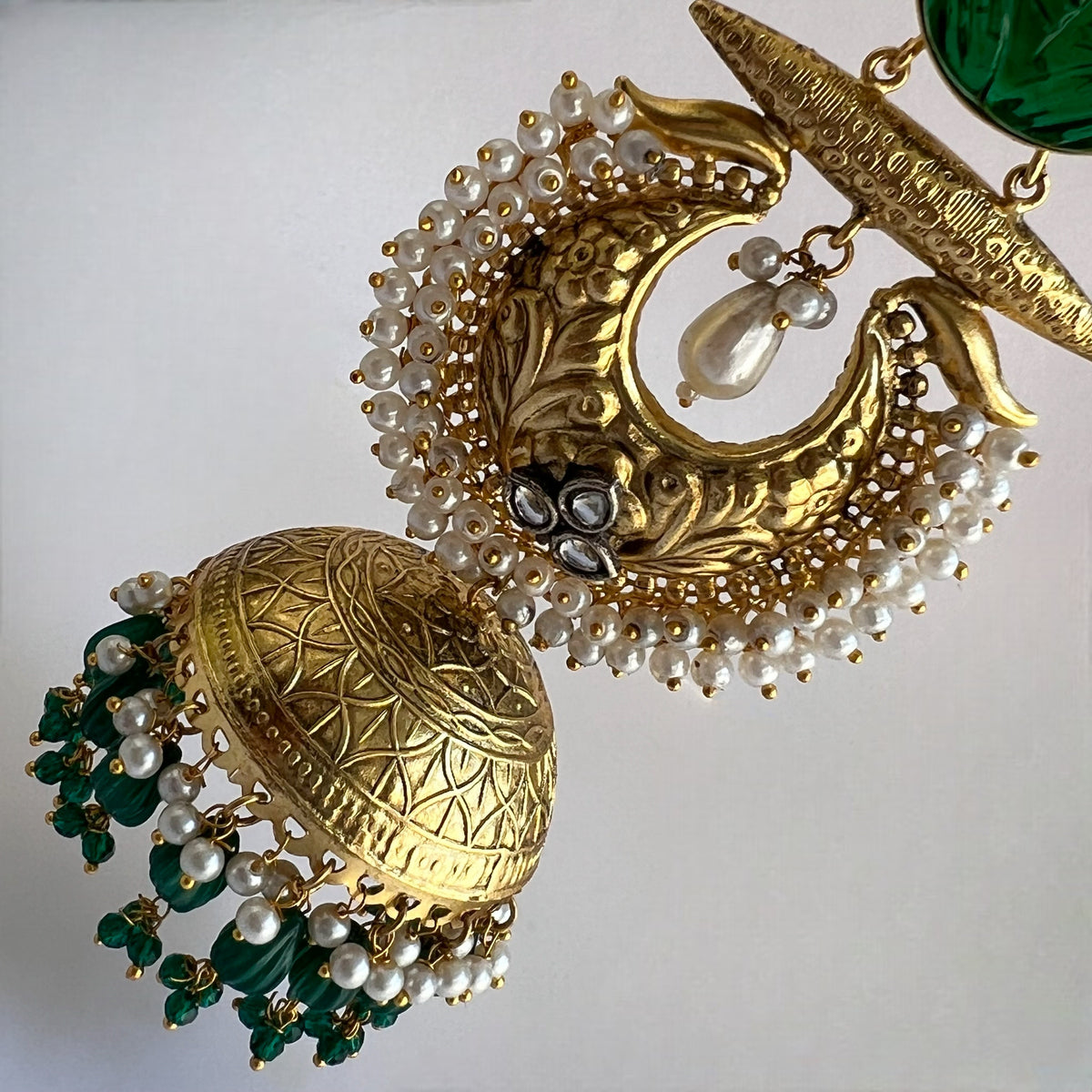 KEREN SILVER LOOK ALIKE GOLD-TONED SILVER POLISH HANDMADE JHUMKA ER563