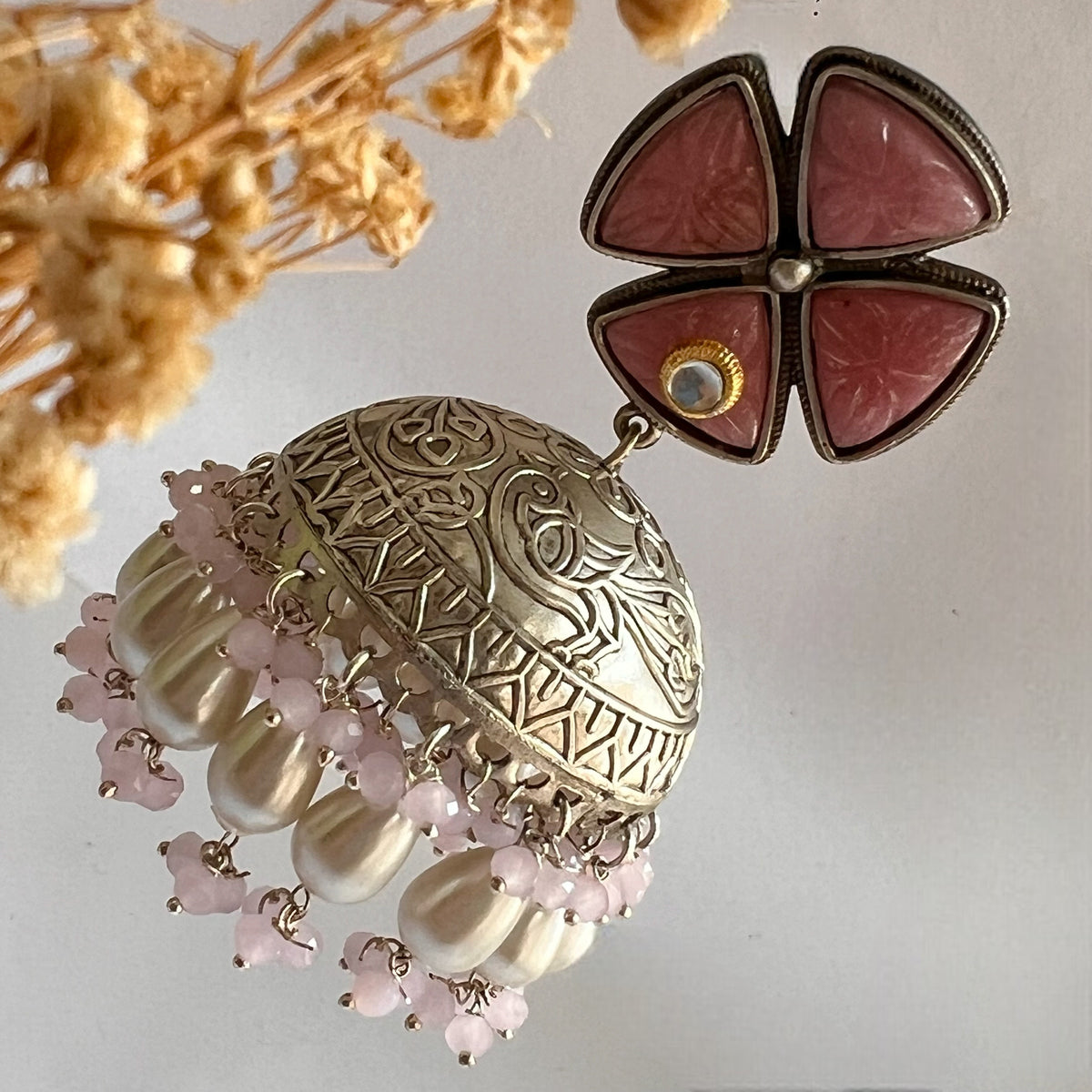 MASANI SILVER LOOK ALIKE DUAL-TONED SILVER POLISH HANDMADE JHUMKA ER573