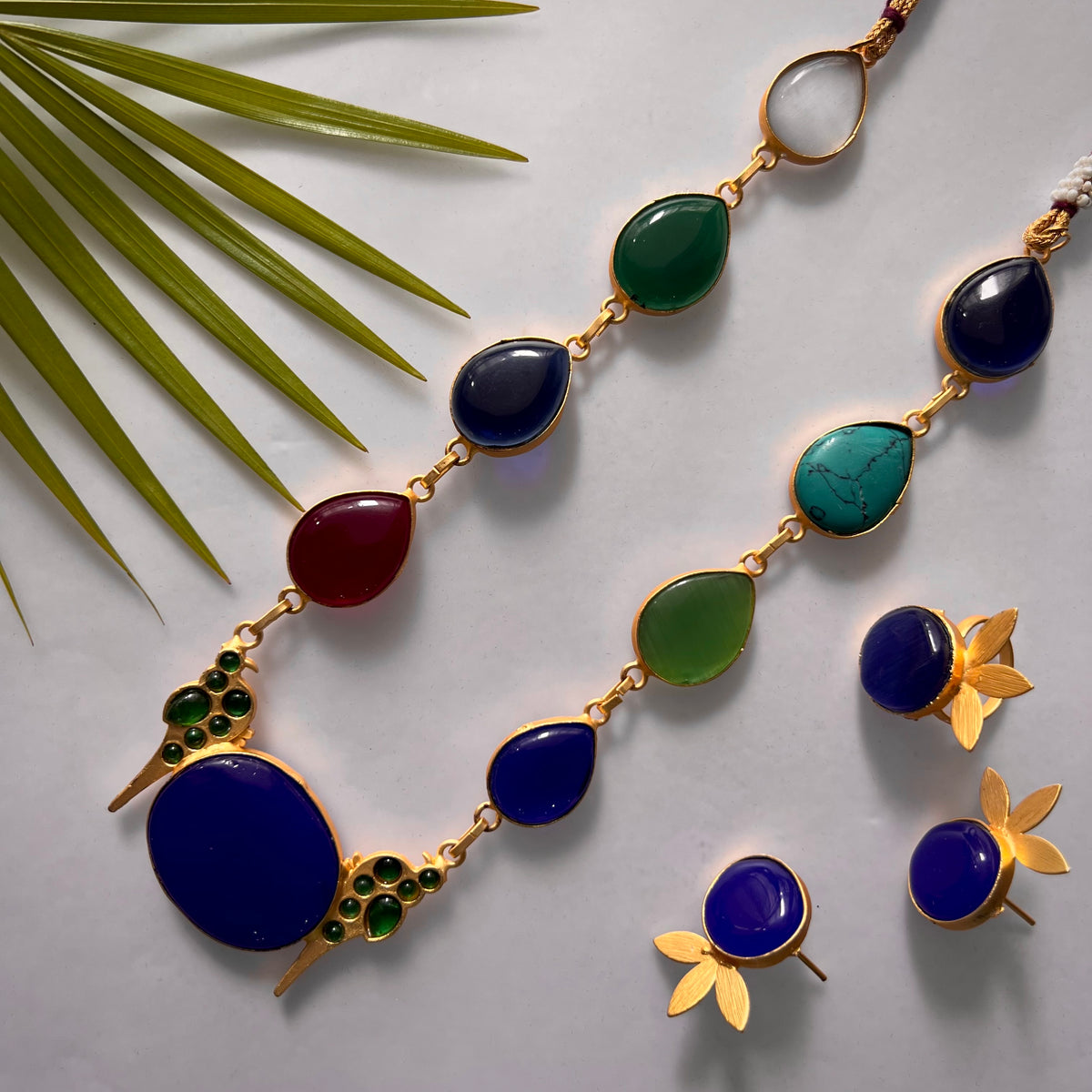 ROXANIA SET RING EARRING AND NECKLACE HANDMADE GOLD TONED PREMIUM NECKLACE/NECKPIECE EARRING SET NL30