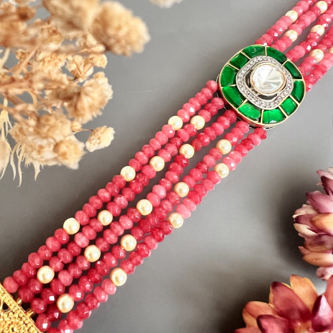 MARIA ONEX BEADS LAC AND POLKI BIJOUX PREMIUM AND EXCLUSIVE HANDMADE CHOKER CH400