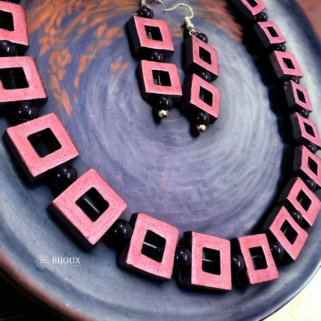 TERRA TILE TERRACOTTA NECKLACE WITH EARRING TR04