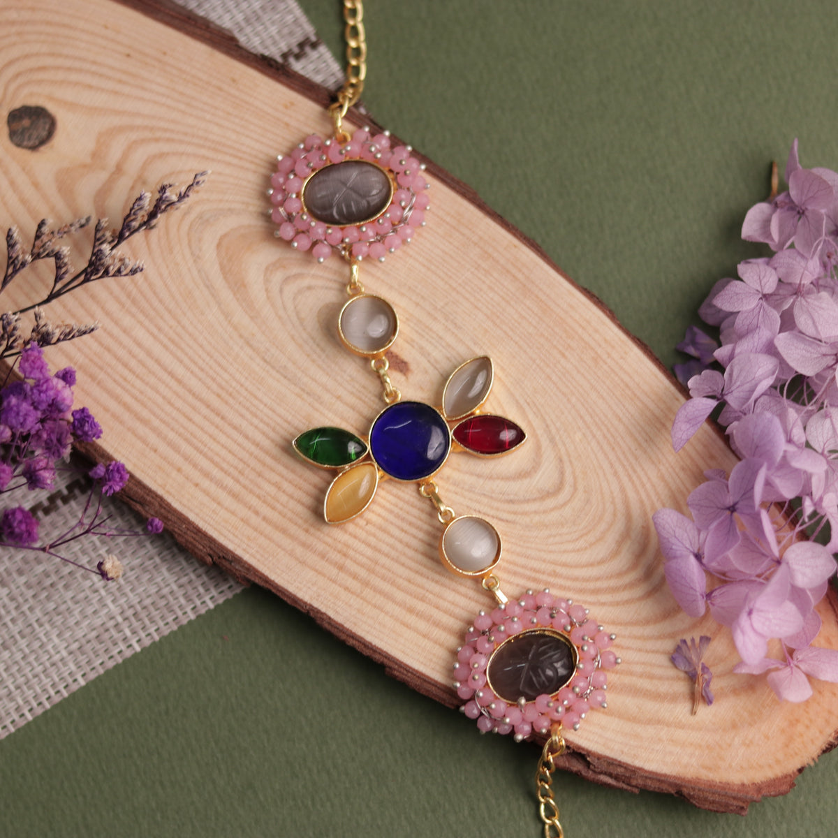 NIRASHA BIJOUX HANDMADE MONALISA MINIMALIST CHOKER WITH EARRINGS CH45