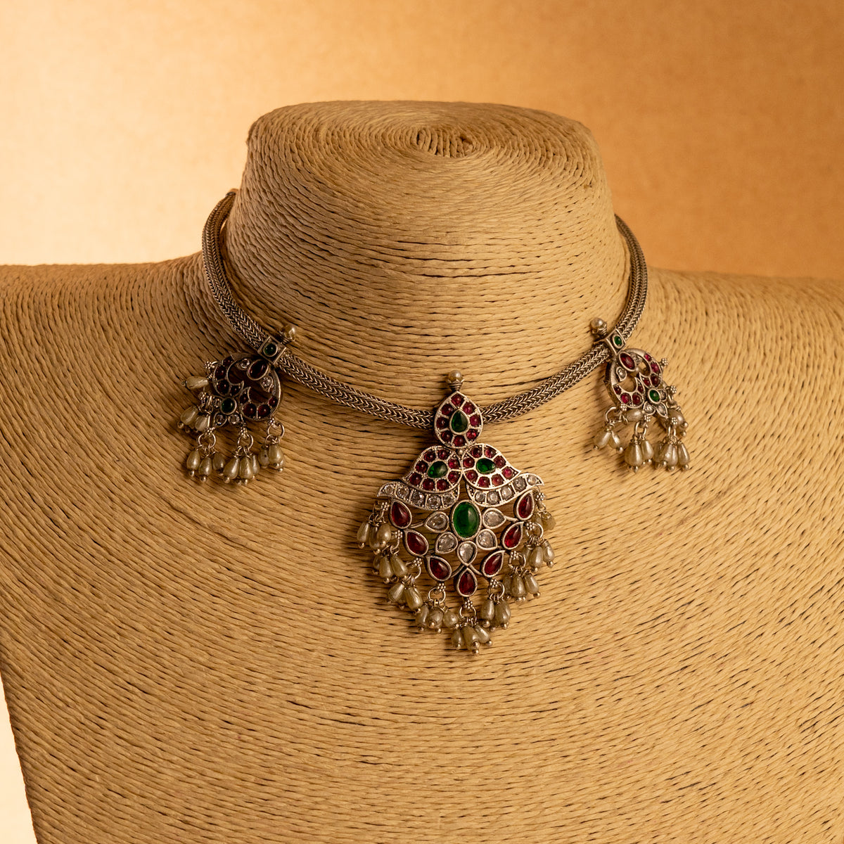 SHIVANI ATTIYAL OXIDIZED ANTIQUE FINISH NECKLACE WITH EARRINGS NL195