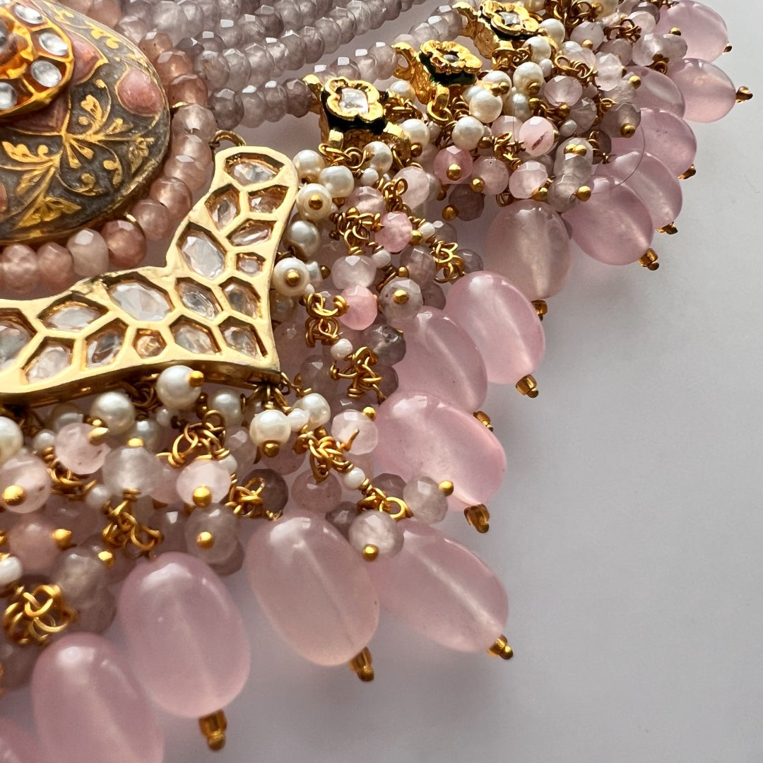 NIKILA ONEX BEADS LAC AND KUNDAN BIJOUX PREMIUM AND EXCLUSIVE HANDMADE CHOKER WITH EARRINGS CH396