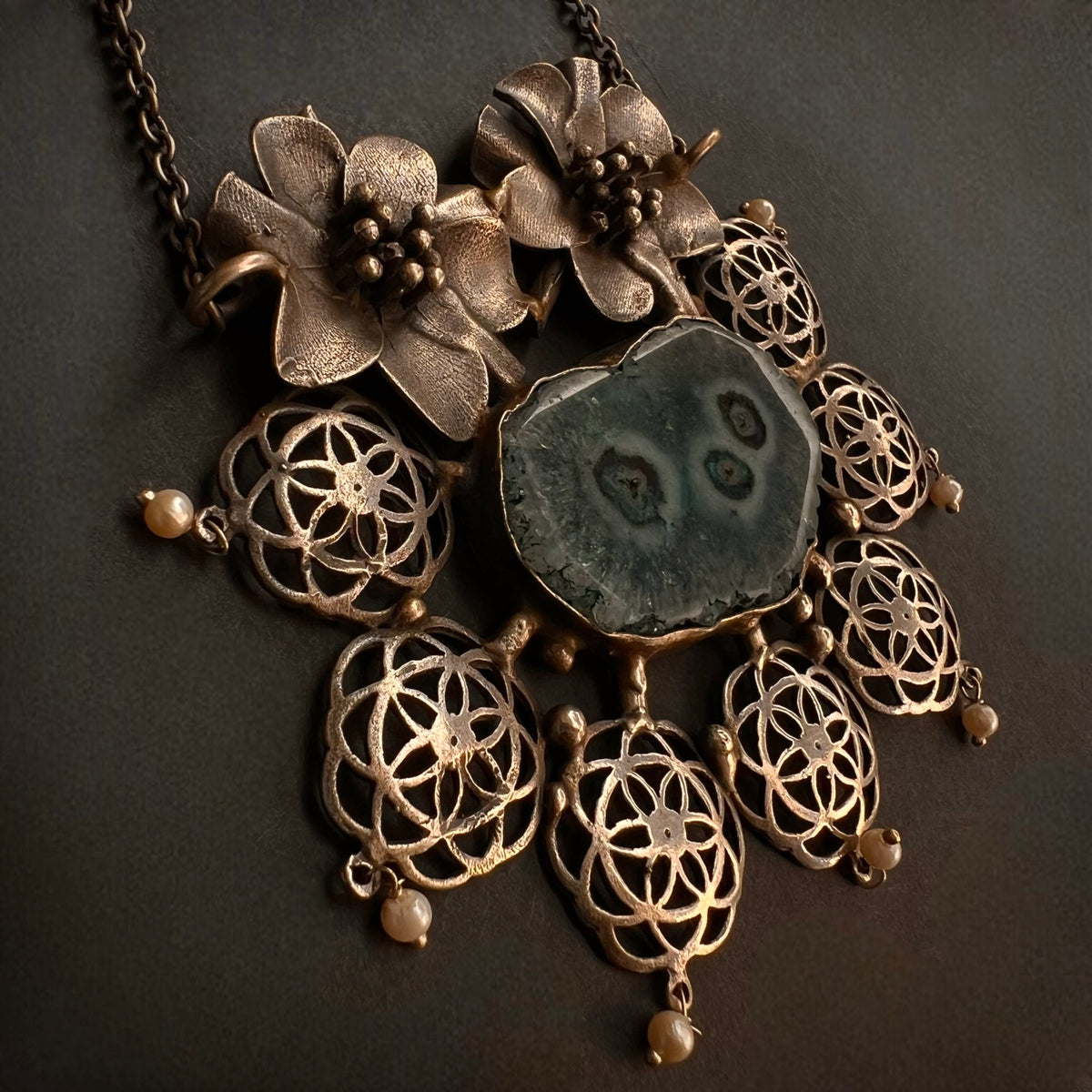 DHIRVANI HAND MADE AND HAND HAMMERED SILVER LOOK ALIKE RUSTIC ANTIQUE MALA ML74