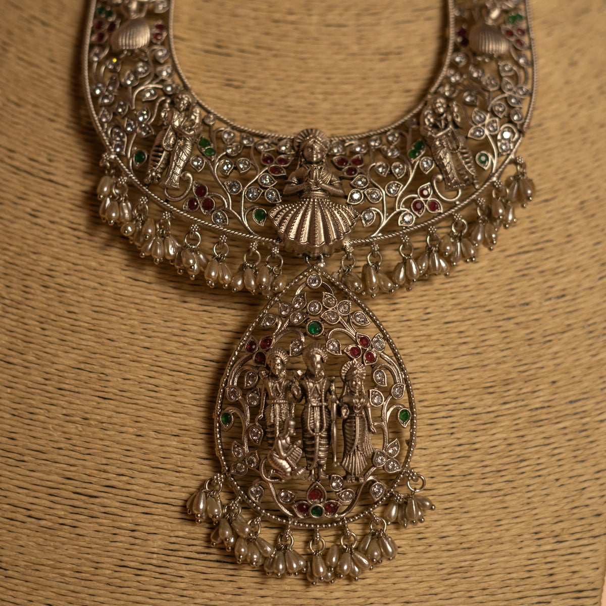 SITA RAMA LAKS BIJOUX EXCLUSIVE SILVER FINISH OXIDIZED MALA ML67