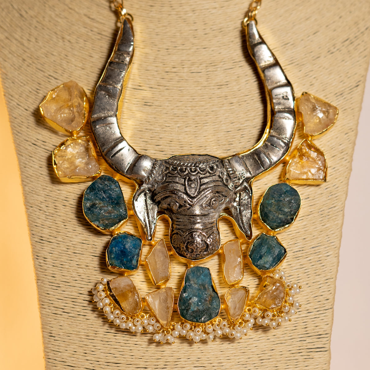 SHAMBU BIJOUX EXCLUSIVE HANDMADE RAW STONE MALA WITH EARRINGS ML169