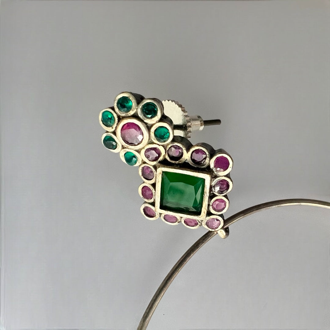 RADIANT ROUNDS SILVER LOOK ALIKE HANDMADE LOOP EARRING ER210