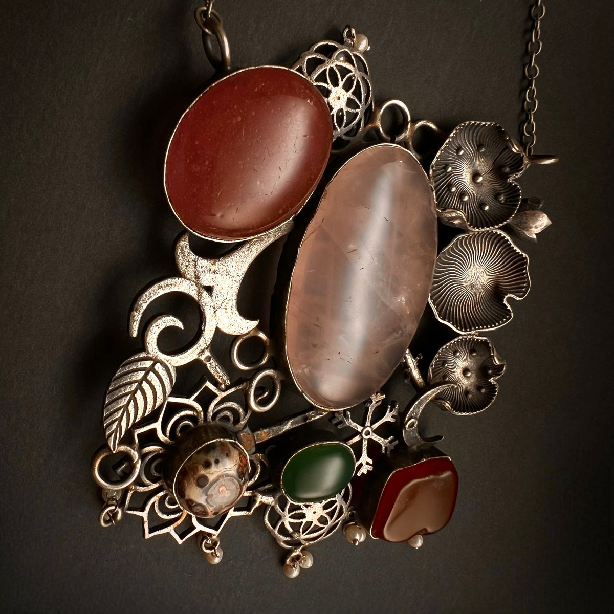 DHIRVANI HAND MADE AND HAND HAMMERED SILVER LOOK ALIKE RUSTIC ANTIQUE MALA ML74