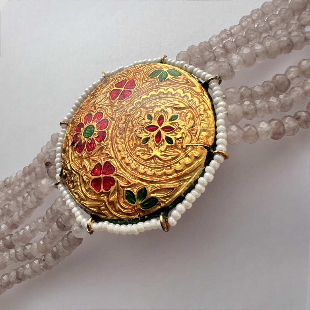 JADE ONEX BEADS LAC AND KUNDAN BIJOUX PREMIUM AND EXCLUSIVE HANDMADE CHOKER WITH EARRINGS CH397