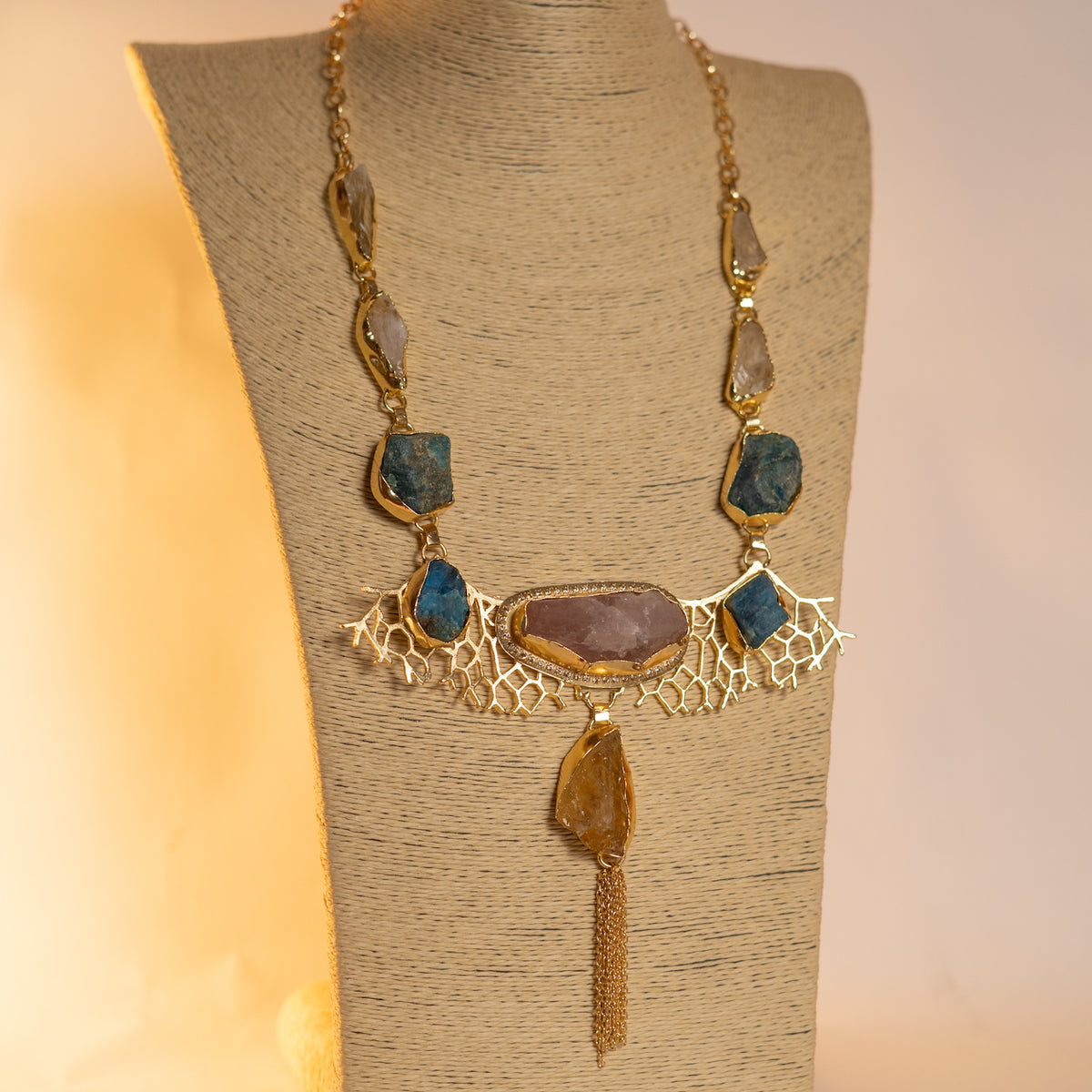 MITHINA BIJOUX EXCLUSIVE HANDMADE RAW STONE STATEMENT MALA ML172