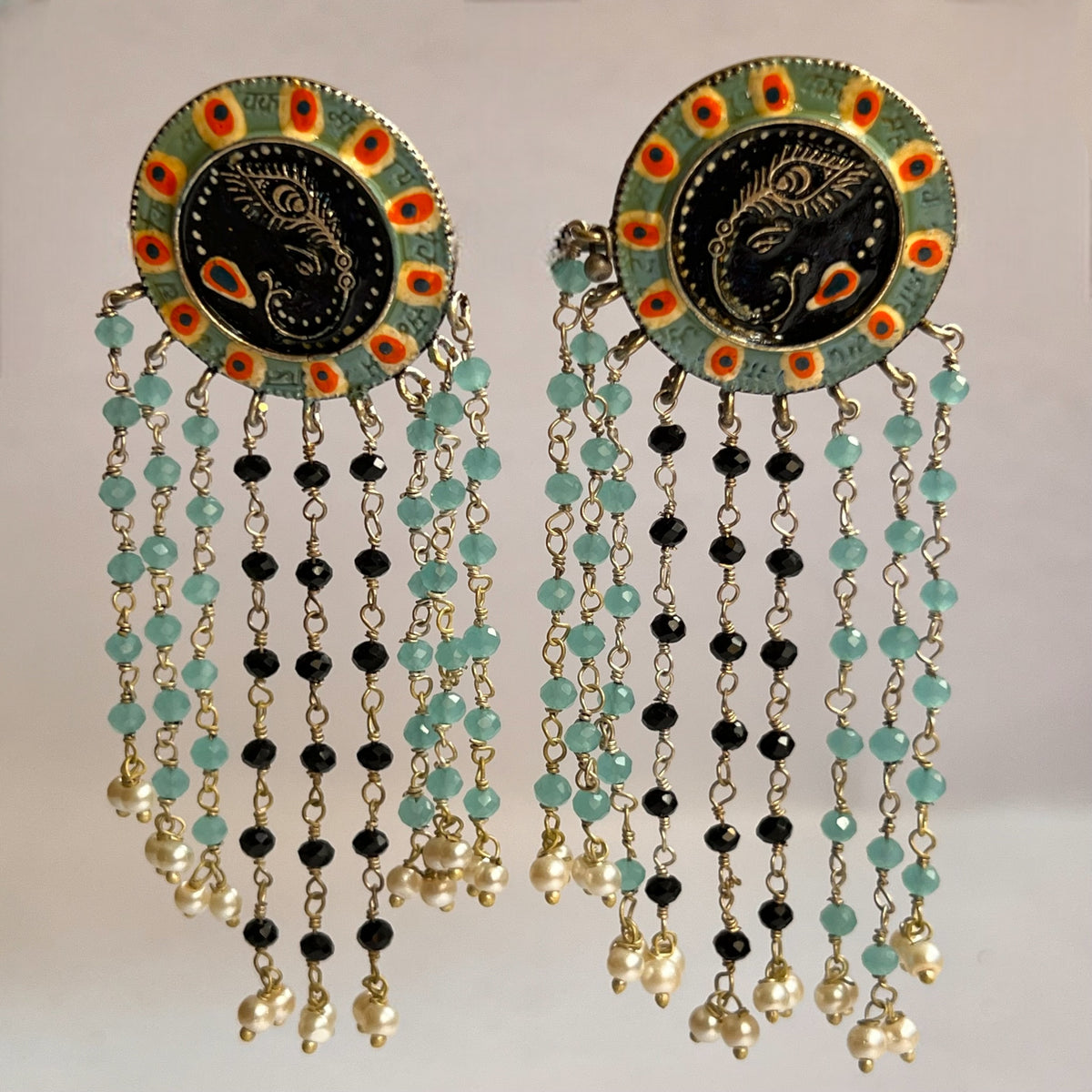 RAHENA RAW AND RUSTIC VINTAGE HAND PAINTED EARRINGS ER610