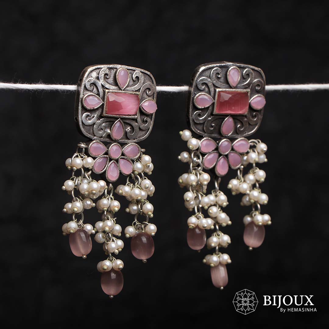 NIHARYA SILVER LOOK ALIKE SEMI-HANDMADE EARRING ER179