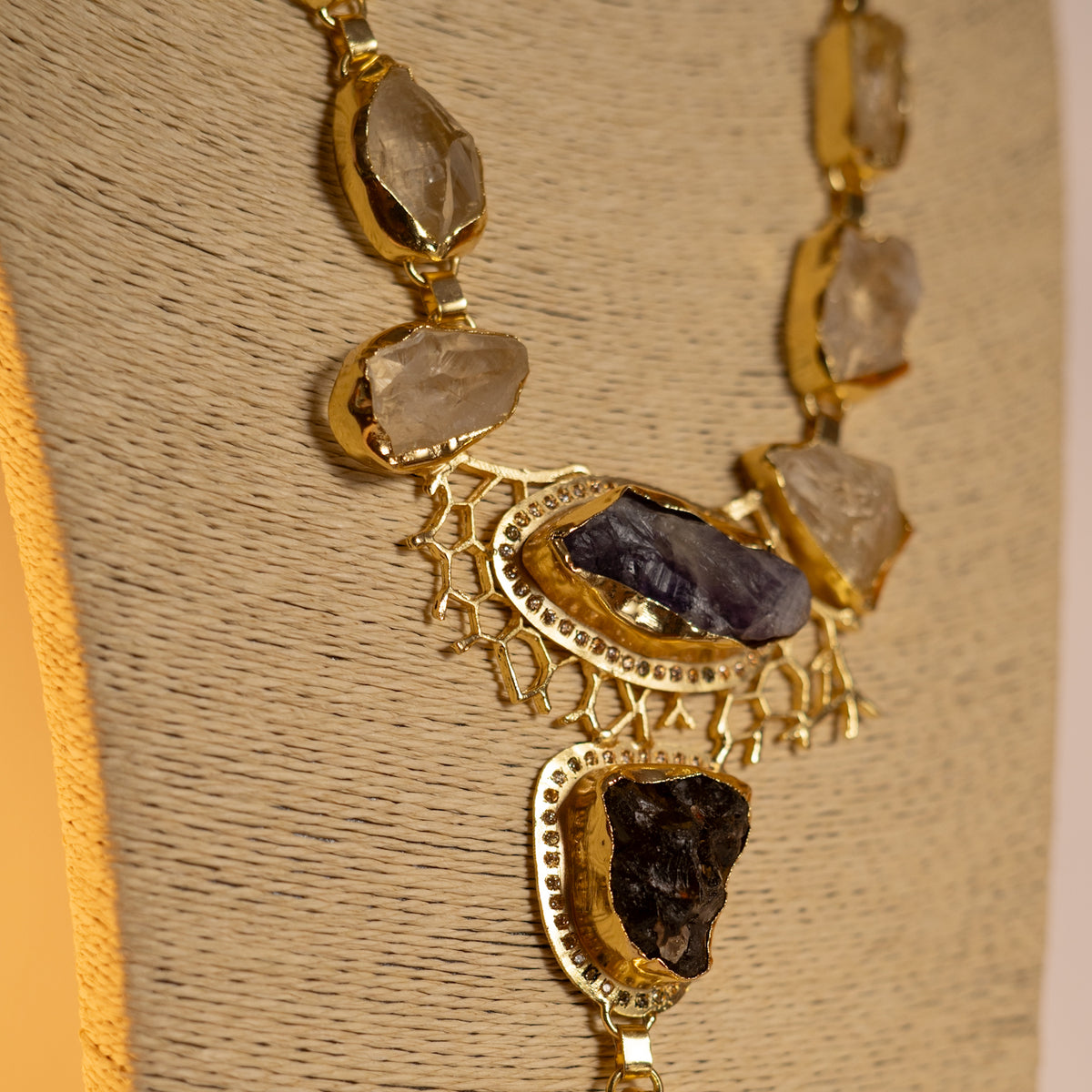 YARIKA BIJOUX EXCLUSIVE HANDMADE RAW STONE STATEMENT MALA ML174