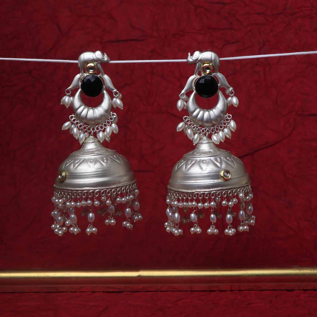 ETHNIC ELEPHANT 925 SILVER LOOK ALIKE POLISH HANDMADE JHUMKA ER280